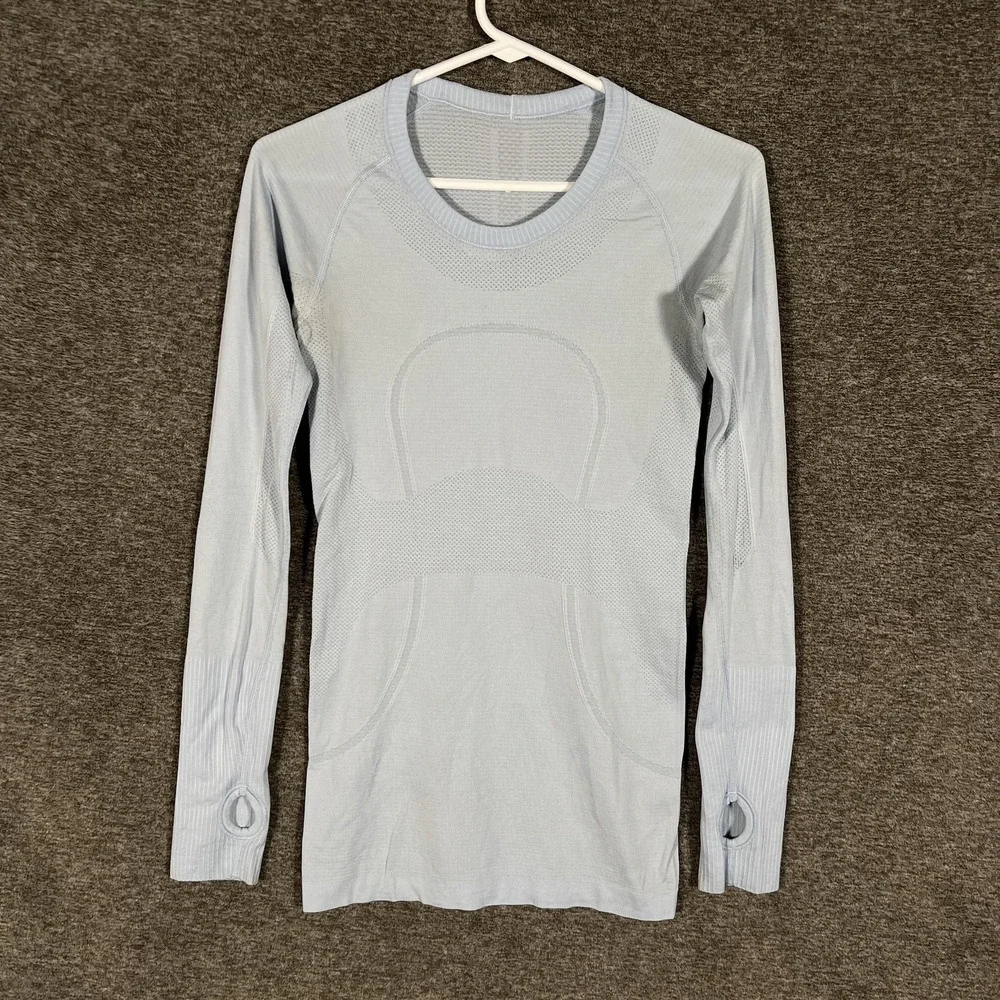 Lululemon Swiftly Tech Shirt Womens 4 Blue Long Sleeve Athletic Gym‎ Top